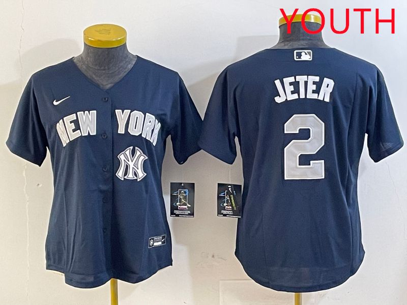 Youth New York Yankees 2 Jeter Blue Game 2025 Nike MLB Jersey style 6